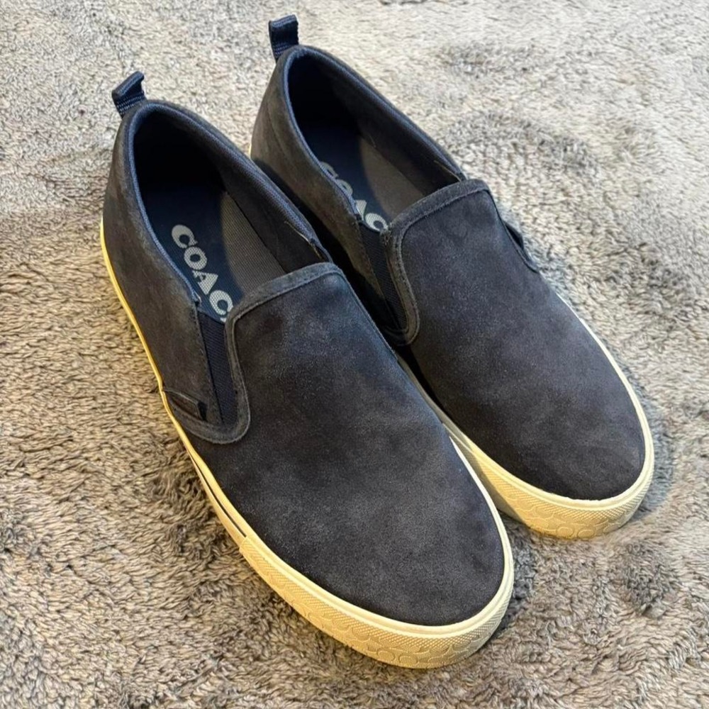 Navy‎ blue Coach suede flat Skate shoes